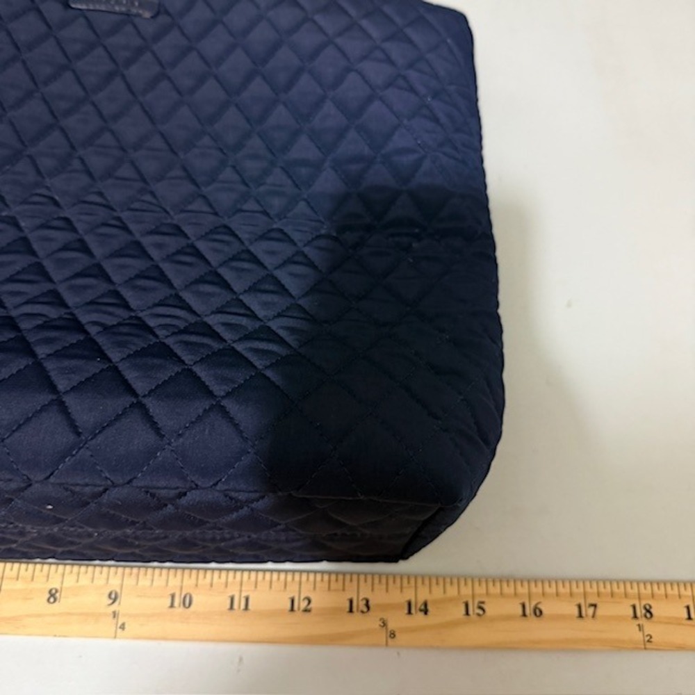 Vera Bradley Navy Blue Quilted Tote Bag Floral Interior Shoulder Bag - Picture 4 of 7